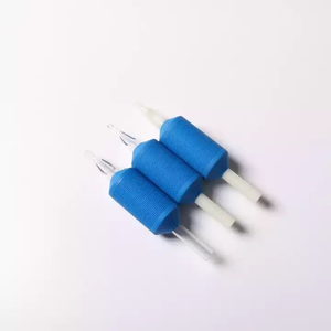 Poignée de cartouche de tatouage jetable bleue de 25 mm, antidérapante, en caoutchouc, avec tube en ABS transparent pour l'art corporel personnalisé - Product Image 4