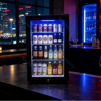 Réfrigérateur commercial sous comptoir pour boissons, 70L, porte vitrée simple, mini-bar pour bars et hôtels