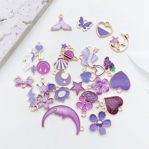 Violet goutte huile bricolage bijoux faits à la main accessoires alliage pendentif bijoux pendentif matériel métal bijoux raisin Smiley visage amour - Product Image 2