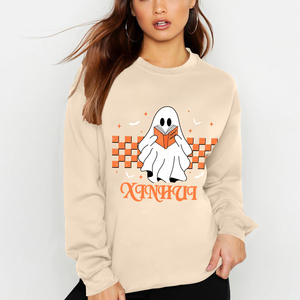 Sudadera de Felpa Francesa con Estampado de Fantasma de Halloween para Mujer, Estilo Casual, Holgada, de Manga Larga, para Venta en Línea - Product Image 3