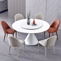 Moderne Luxus Marmor runden Esstisch Stuhl Set 4 6 8-Sitzer Küche Restaurant Wohnzimmer Möbel Creme Metall Designs