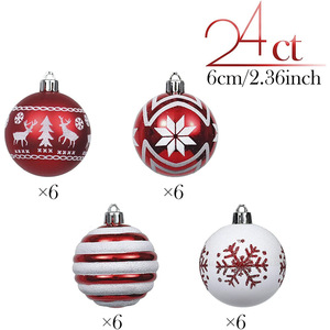 6cm Décorations D'arbre De Noël 24 Pcs Boule Suspendue Ornements Mélanger Rouge Blanc Fenêtre Affichage Festif Pendentif Décor - Product Image 6
