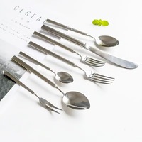 Luxury Matte Gold Flatware Set Stainless Steel Flatware Bulk Sale Spoon and Fork with Packaging