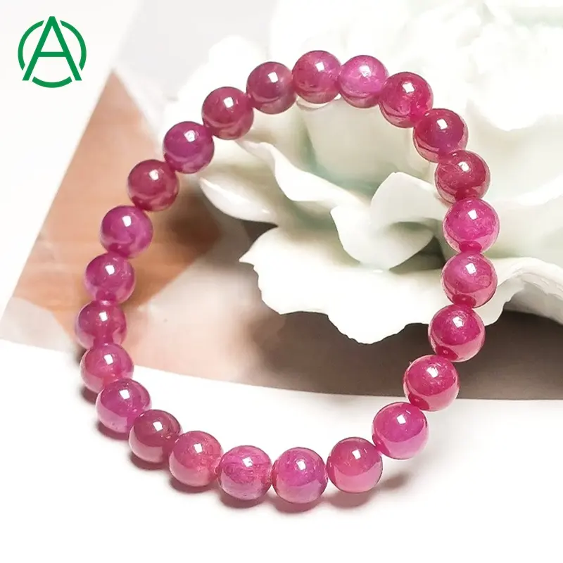 ArthurGem Wholesale Genuine Rare Gemstone Ruby Beaded Bracelets Natural Healing Crystal Ruby Bracelets for Women
