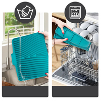 Tapis de séchage de vaisselle antidérapant en silicone ondulé, résistant à la chaleur, pliable, pour isolation de comptoir de cuisine