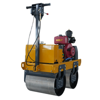 Rouleau compresseur routier mini à double tambour 600 kg de Source Factory, petit compresseur de sol pour le compactage des terrains et des chaussées