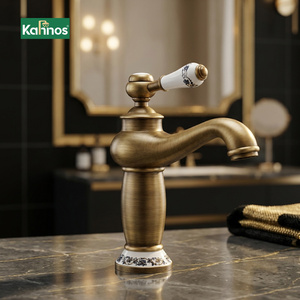 Grifo de Baño Elegante de Latón Antiguo Europeo, Grifo de Lavabo de Lujo de Latón Macizo, Duradero, Ahorrador de Agua y Resistente a la Corrosión - Product Image 1