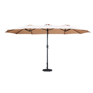 Parasol commercial robuste à double tête 4,6 x 2,7 m avec manivelle, cadre en acier étanche, pliable pour cour, hôtel, café - Product Image 2