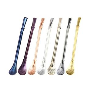 M0396 Cuillère-filtre à thé <span class=keywords><strong>Pipette</strong></span> Mate Pailles à thé en acier inoxydable Cuillère-filtre à boire Outils à thé réutilisables en forme de gourde - Product Image 3