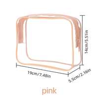Pochette de toilette transparente en PVC imperméable avec fermeture éclair, portable, pour maquillage et cosmétiques, compatible avec les contrôles de sécurité aéroportuaires