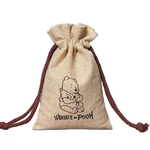 Sıcak satmak özel İpli çuval bezi kumaş paket ambalaj takı jüt çanta için hediye keseleri jüt takı İpli çanta