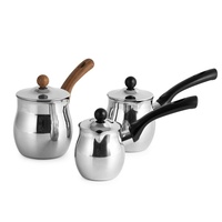 Türkische Kaffeekanne aus Edelstahl mit Deckel Heißgetränk Milch wärmer Arabisches Metall Cezve Ibrik Maker Set für Induktion sherd