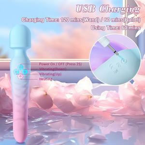 Calefacción silicona USB carga Mini AV vibrador varita y Bala conjunto juguete sexual para mujer doble estimulación masturbación masajeador - Product Image 5