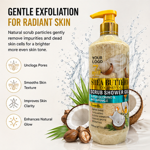 Scrub Doccia Erboristico al Burro di Karité e Niacinamide 1000ml, Gel Detergente Corpo Sbiancante e Idratante con Profumo per una Cura della Pelle Rinfrescante - Product Image 6