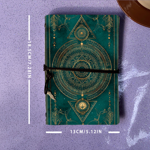 Cahier A6 Vintage fait à la main fermeture à cravate 160 pages papier amovible cadeau parfait pour les minutes de réunion d'équipe avec cercles Triang - Product Image 4