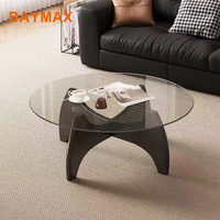 Table basse commerciale nordique moderne en verre avec bois massif pour café hôtel villa maison chambre cuisine salle de bain salon
