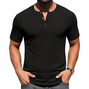 <b>Men's</b> <b>Black</b> <b>Slim</b> <b>Fit</b> Short Sleeve Knitted Casual T-<b>Shirt</b> with Digital Print O-Neck Collar Breathable 100% Cotton Fabric - Product Image 1