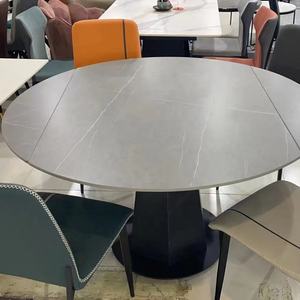 Usine pivotante nordique 12mm <span class=keywords><strong>Table</strong></span> basse <span class=keywords><strong>Table</strong></span> à manger ronde extensible de luxe <span class=keywords><strong>Table</strong></span> à manger ronde en céramique avec centre rotatif - Product Image 1