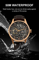 OEM Herren Luxus Iced Skeleton Edelstahl Lederarmband Wasserdichte Maßgefertigte Automatische Mechanische Uhr