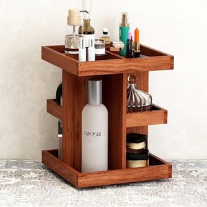 Organizador de Maquillaje de Madera de 3 Niveles para Escritorio, Almacenamiento de Cosméticos y Cuidado de la Piel - Product Image 1
