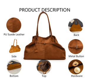 3254 -1 Sac de voyage fabriqué en Chine pas cher prix de haute qualité épaule en cuir Pu personnalisé dames daim fourre-tout sacs pour femme - Product Image 2