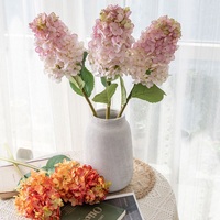 Fleurs artificielles de haute qualité, Hortensia blanc bordeaux pour arrangement floral, mariage, fête, décoration de table à domicile, vente en gros