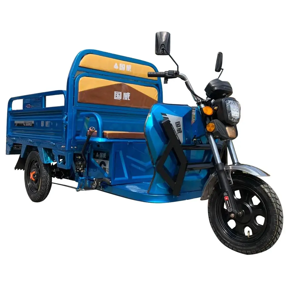 Tricycle avec chariot pour 2 adultes moto cargo à usage agricole avec cabine avant cargo scooter électrique de haute qualité