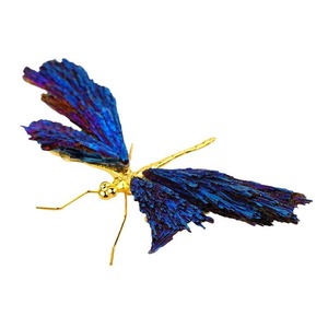 Figura Decorativa de Lujo en Cuarzo Negro Natural con Diseño de Libélula y Pluma Azul Electrochapada, Venta al Por Mayor - Product Image 4