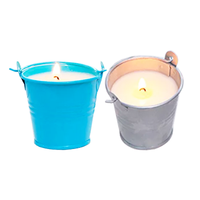 Grosir Logam Galvanis Warna-warni Zinc Mini Lilin Lilin Mencair Jar Hadiah Ember Logam dengan Pegangan