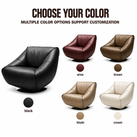 Fauteuil individuel ergonomique en cuir véritable de style minimaliste italien pour salon, bureau à domicile, fauteuil de détente pivotant