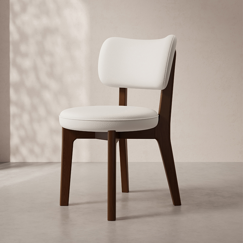 Dark Walnut+White Leather