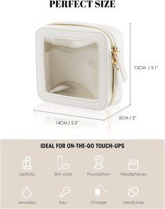 Borsa Cosmetica <span class=keywords><strong>Trasparente</strong></span> in PVC e Pelle PU di Grande Capacità, Portatile con Cerniera, Impermeabile - Product Image 5