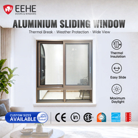 Fenêtre coulissante en alliage d'aluminium ultra-mince EEHE, isolante thermiquement, design à bord étroit, fenêtre coulissante à trois rails en verre folio pour chambre