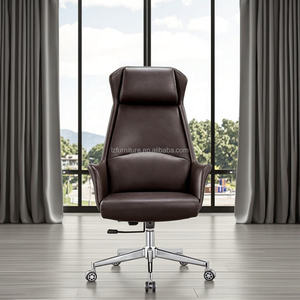 Silla de Oficina Ejecutiva Ergonómica Giratoria de Cuero PU para Visitantes, Muebles de Oficina Negros para Gerentes - Product Image 3
