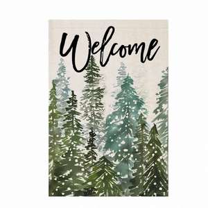 Banderas de Jardín Navideñas de 12x18 Pulgadas, Doble Cara, Poliéster Resistente a la Decoloración, Protección UV, Estilo Rústico, Acuarela - Product Image 1