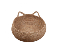 Panier de lit en osier naturel chat personnalisé en usine, lit chaton feuille de quenouille tressé à la main avec coussin doux