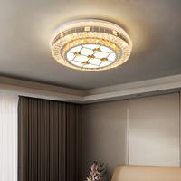 Plafonnier en cristal de luxe bon marché postmoderne simple LED chambre circulaire maison lampe de chambre