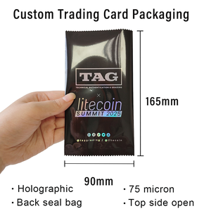 Grosir kustom kecil holografik aluminium <span class=keywords><strong>Foil</strong></span> kemasan segel belakang perdagangan kartu logam segel panas Mylar tas untuk pengepakan - Product Image 2