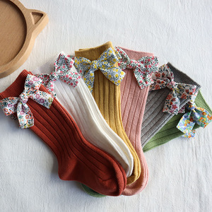Chaussettes hautes pour bébé fille, motif floral, nœud, longues, en coton doux, à volants, style princesse espagnole, lot de chaussettes pour bébé, cadeau, vente en gros, OEM - Product Image 2