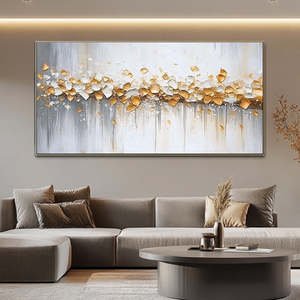 Décoration de salon, toile de lin peinte à la main, 440 g/m², or, paysage, art mural, abstrait nordique, acrylique, tailles personnalisées, <span class=keywords><strong>Roya</strong></span> Art - Product Image 3