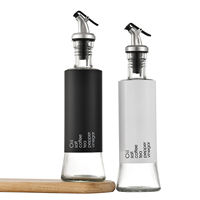 Ensemble de 3 bouteilles en verre de 750 ml pour huile et vinaigre avec bec verseur en acier inoxydable – Récipients de stockage en verre pour huile – Accessoires de cuisine