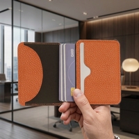 Tarjetero de Cuero Pebble con Múltiples Ranuras y Colores Personalizados, con Sistema de Apertura Automática y Diseño Delgado, para Tarjetas de Visita