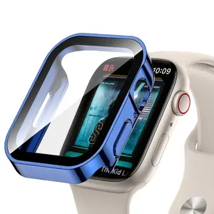 עמיד למים מחשב Electroplated ציפוי שעון חכם מקרה עם מזג זכוכית מסך מגן כיסוי עבור אפל iWatch 49mm 45mm