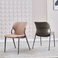 Chaise de salle à manger en cuir PU souple, style nordique italien minimaliste, luxe pour la maison, l'hôtel, le restaurant, squelette métallique léger