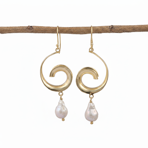 Boucles d'oreilles en perles d'eau douce et pierres précieuses plaqué or boucles d'oreilles paire de bijoux élégants pour femmes cadeaux pour fiançailles mariage - Product Image 1