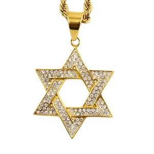 Collar de Acero Inoxidable con Baño de Oro 23K y Zirconia, Diseño de Estrella de David, Cadena Cubana Hip Hop 2026, para Hombre, para Mi Hijo - Product Image 1