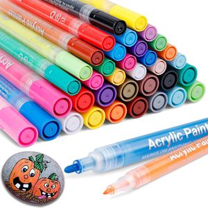 12/24/36 Colors Acrylic Paint Markers Set Water-Based Art Marker Pen 2mm Fine Tip for DIY Craft Canvas Ceramic Glass <b>Stone</b> - Product Image 1