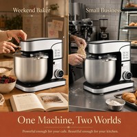 Batteur sur socle électrique Sohef Kitchen 16L, 2800W, bol en acier inoxydable, 12 vitesses, minuteur numérique, pétrin, fouet, pour la pâtisserie à domicile