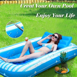 Summer Water Loungers with Pillows Large Removable <b>Inflatable</b> Bathtub Sun <b>Bath</b> Floating Tanning Pool - Product Image 5