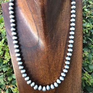 Collares de Perlas de Plata de Ley 925 de 8 mm de Estilo Sureño Occidental, Joyería Clásica de Estilo Navajo - Product Image 1